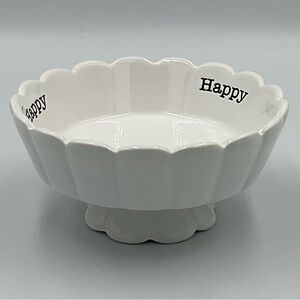 Mudpie Home Decor White “Happy” Ceramic Candy Dish